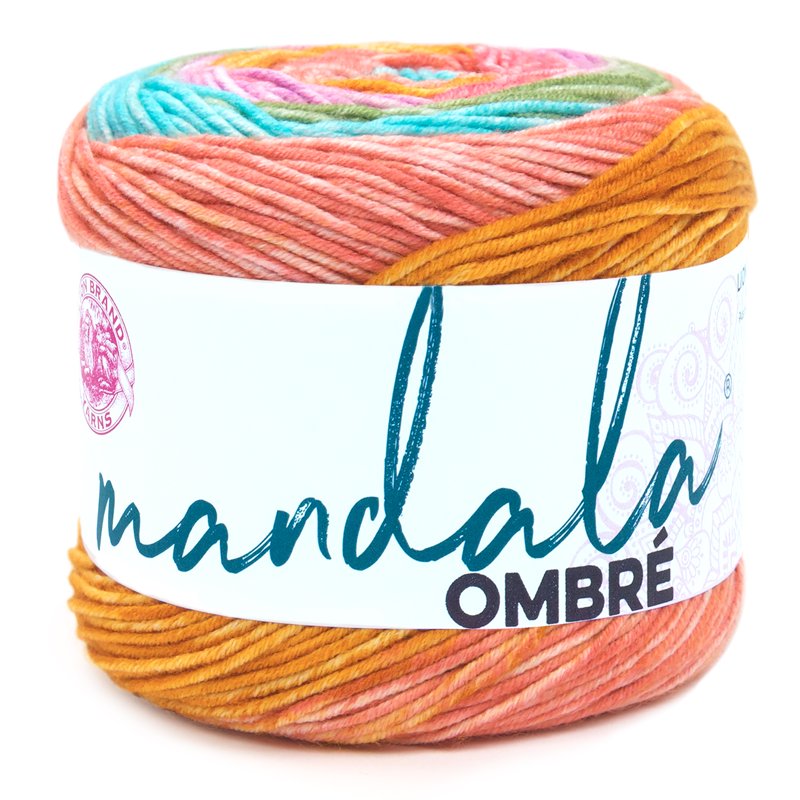 Lion Brand Mandala Ombre Tranquil Yarn - Medium Acrylic Multi-Color Cake, Single Variation