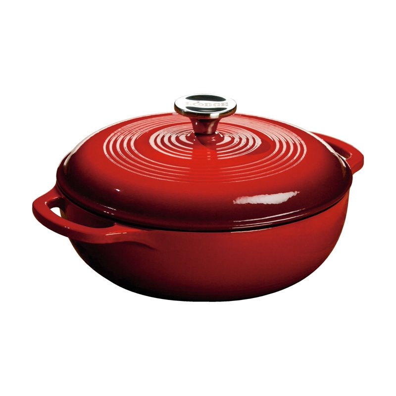 3 Quart Enameled Dutch Oven - Red Cast Iron Cookware