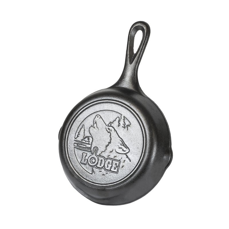 6.5-Inch Cast Iron Skillet with Wolf Scene - Lodge Wildlife Series