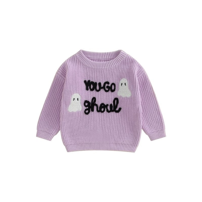 Baby Girl Sweater Halloween Ghost Letters Embroidery 12-24 Months Loicainy Style 10