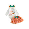 Baby Girl Halloween Outfit Set - Orange Romper, Tulle Skirt & Headband, 9-12 Months
