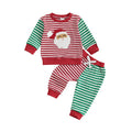 Toddler Baby Fall Striped Clothes Set 6-12 Months Santa Embroidery Long Sleeve Pullover Bow Pants 2 Pcs Style 16