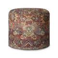 Vintage-Style Red Pouf Ottoman for Living Room & Bedroom - 18x18x20 Inches