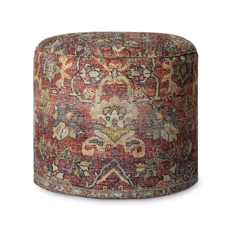 Vintage-Style Red Pouf Ottoman for Living Room & Bedroom - 18x18x20 Inches