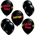 Halloween Caution Balloons Latex 11-Inch 6 Pack - Black and Red Party Decorations