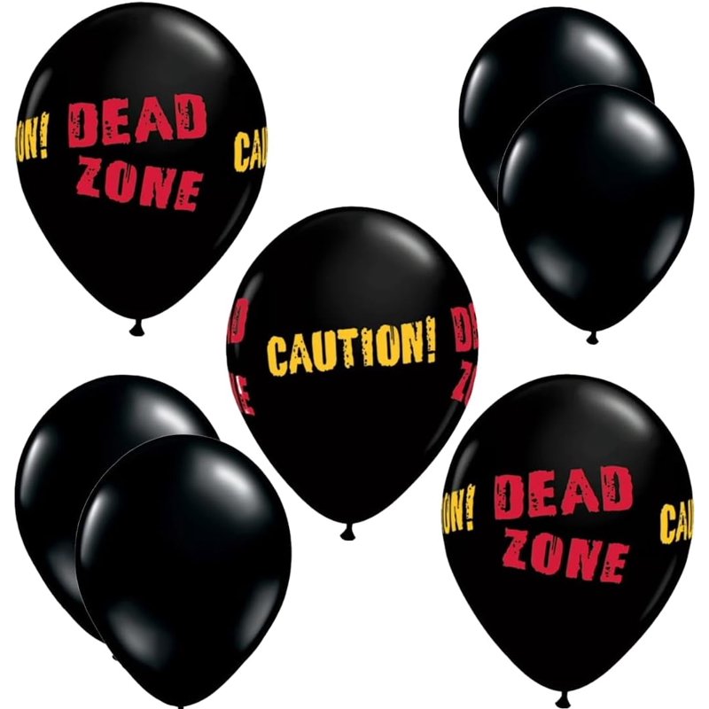 Halloween Caution Balloons Latex 11-Inch 6 Pack - Black and Red Party Decorations