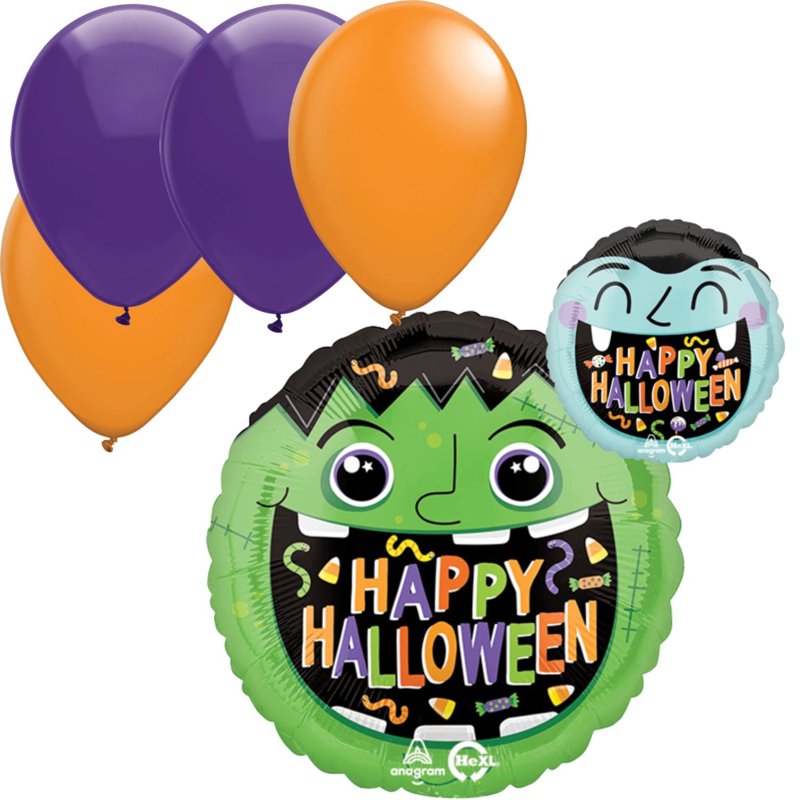 Halloween Monster Foil Balloon with 4 Latex Balloons Party Set
