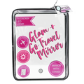 LED Travel Makeup Mirror with Dimmable Lights, Kickstand and Storage Bag