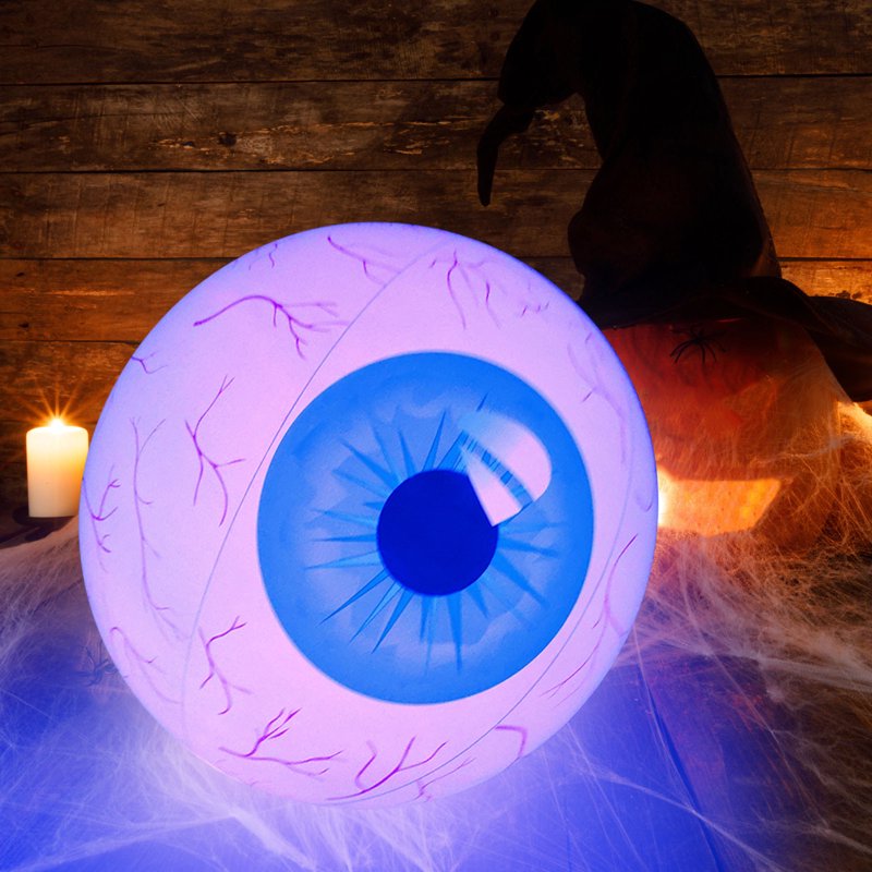 Inflatable Halloween Bloodshot Eyeball Decorations with LED Lights - 15.7 Inch, Indoor & Outdoor Lawn Party D