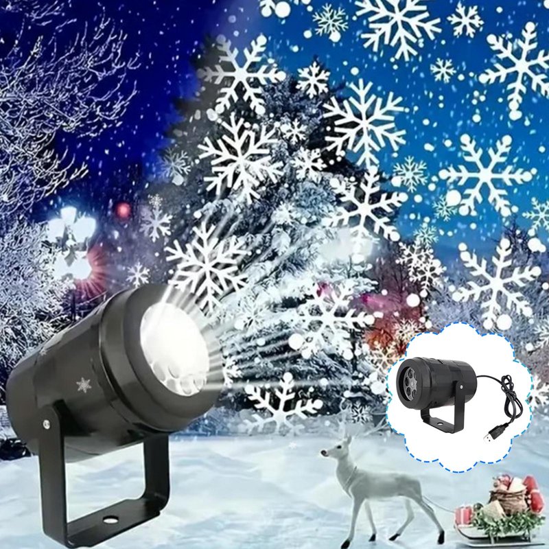 LED Christmas Snowman Snowflake Projection Light - Indoor Outdoor Holiday Decor