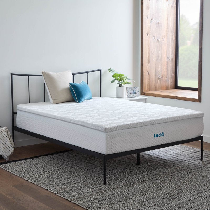 Full 2-Inch Lavender Memory Foam Mattress Topper with Cover - Lucid