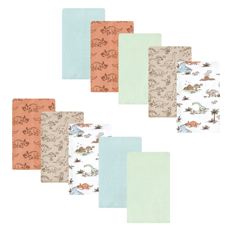 Flannel Burp Cloths Set - 10 Pack, Dino Exploration