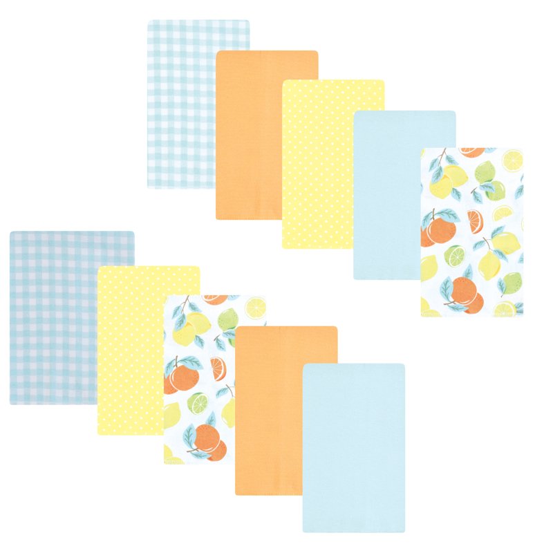 Flannel Burp Cloths Set - 10pk, Soft Cotton Blend, Pastel Citrus