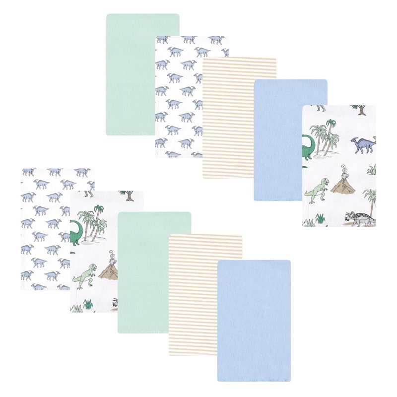 Flannel Burp Cloths 10-Pack - Pastel Dino Design
