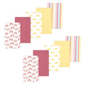 Flannel Burp Cloths Set - 10 Pack, Soft Cotton Blend - Sunny Sky