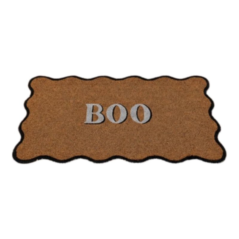 Halloween 'BOO' Coir Doormat 47.2 x 29.5 Inches Wavy Black Trim Welcome Mat