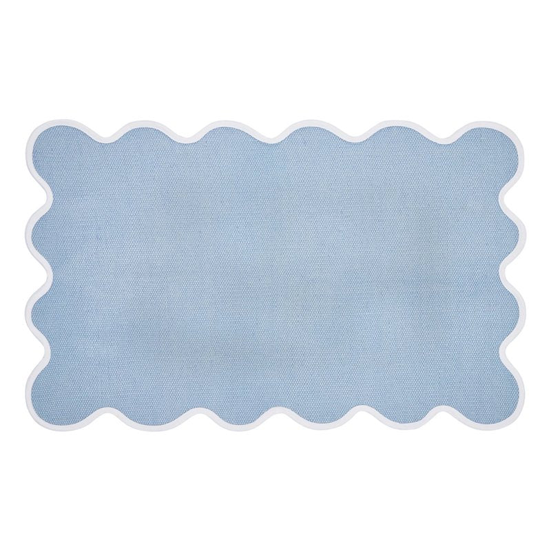 16.7 x 31.5 Inch Blue Scalloped Edge Doormat with Water Absorption and Non-Slip Backing - Indoor Entryway Rug