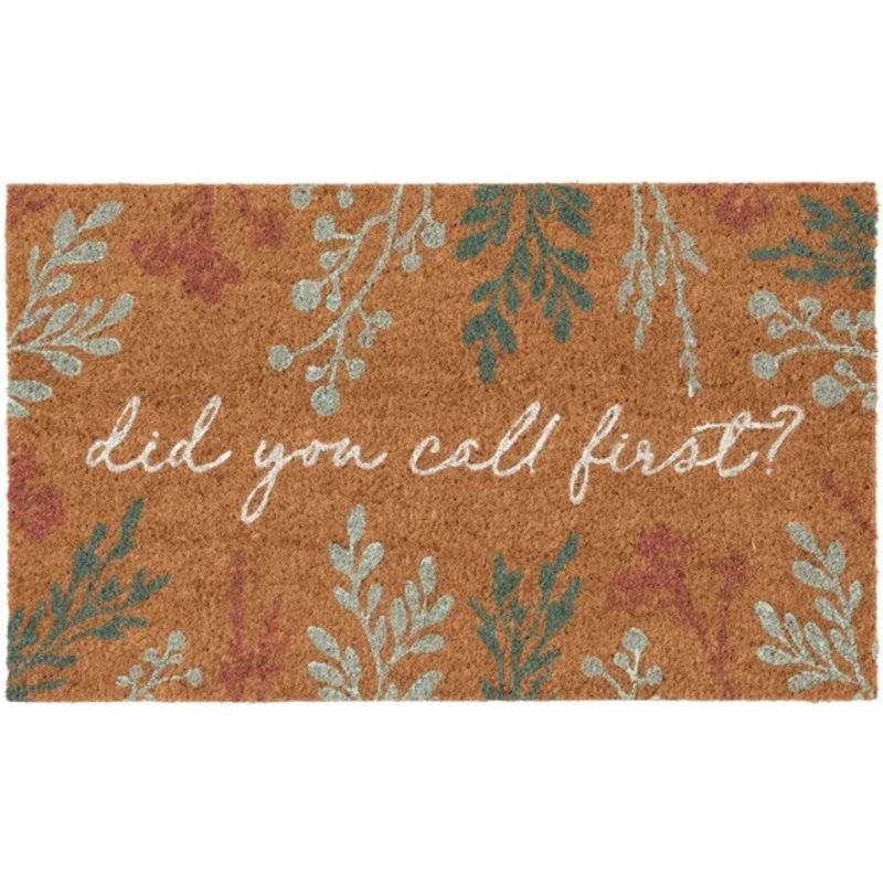 18x30 Inch Coco Coir Doormat with 'Did You Call First?' Pattern - Non-Slip Outdoor Entry Rug