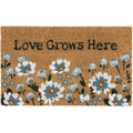 Outdoor Coir Doormat 18x30 Inch - Love Grows Here Floral Entry Rug - Non-Slip Home Entrance Mat
