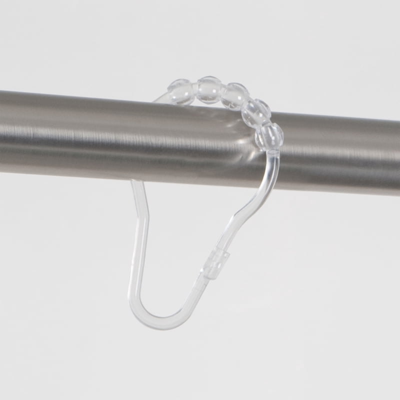 Clear Shower Curtain Rollerball Hooks Set of 12 - Easy Gliding Bathroom Accessories