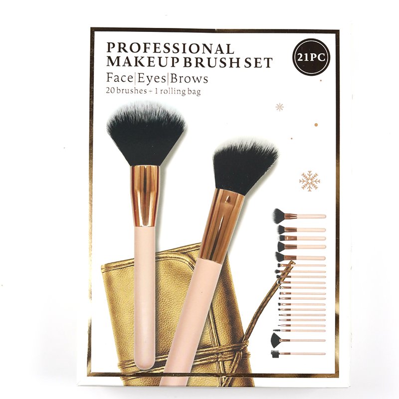 21-Piece Professional Makeup Brush Set - Soft Synthetic Face & Eye Brushes