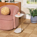 Compact C-Shaped Drink Table with Gold Frame and White Top