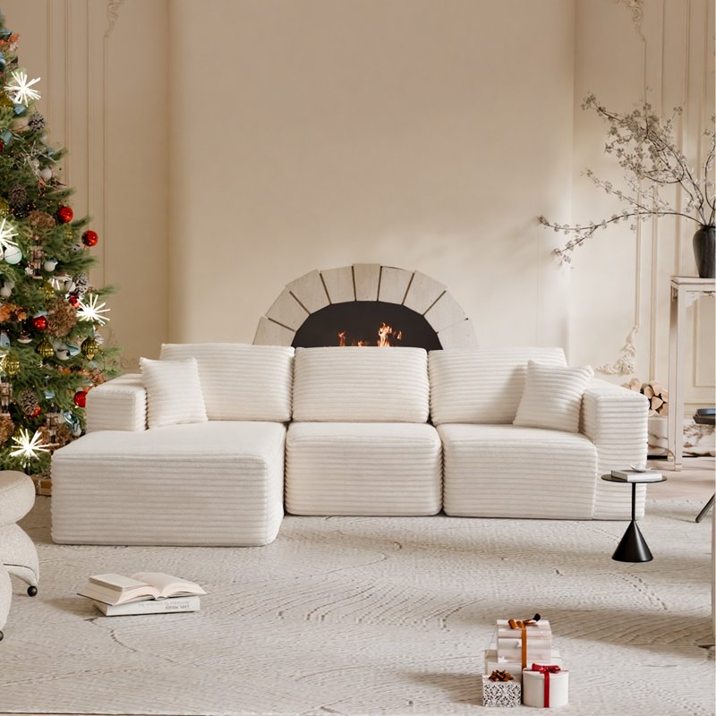 104" Modular Sofa - Zero-Assembly Corduroy Sleeper for Small Spaces