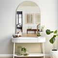 36x24in Modern Arched Silver Wall Mirror - Aluminum Alloy Frame, Wall-Mounted Vanity & Sink