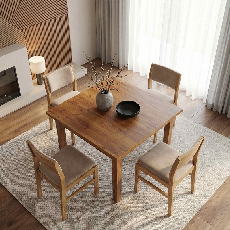 39.4" Square Rustic Farmhouse Dining Table - Easy Assembly