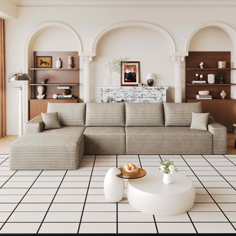L-Shape Cloud Modular Sectional Sofa - 4-Seater Deep Chaise