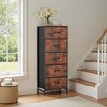 5 Drawer Fabric Dresser with Wooden Top - 5 Drawer Rust