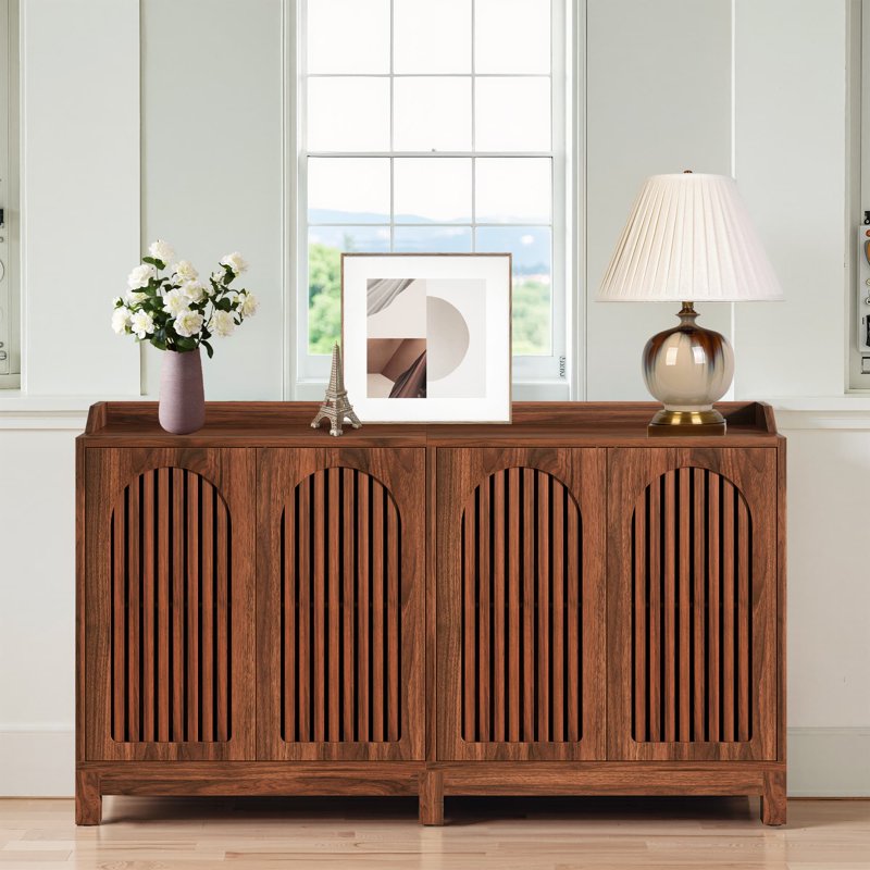 57-Inch Farmhouse Sideboard Buffet Cabinet with Shutter Doors