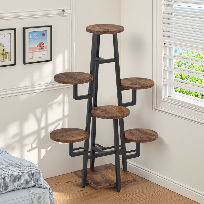 43.3-Inch Plant Stand with 6 Large Round Panels - MDF