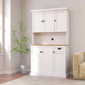 71-Inch Kitchen Pantry Storage Cabinet - Freestanding Hutch with Microwave Countertop, 6 Doors & 1 Drawer - White