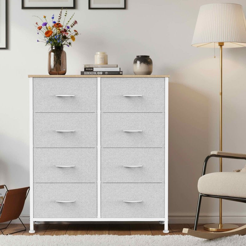 Tall Fabric Storage Dresser Tower - 8 Drawer Light Gray Organizer