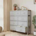 Tall Fabric Storage Dresser Tower - 9 Drawer Light Gray Organizer