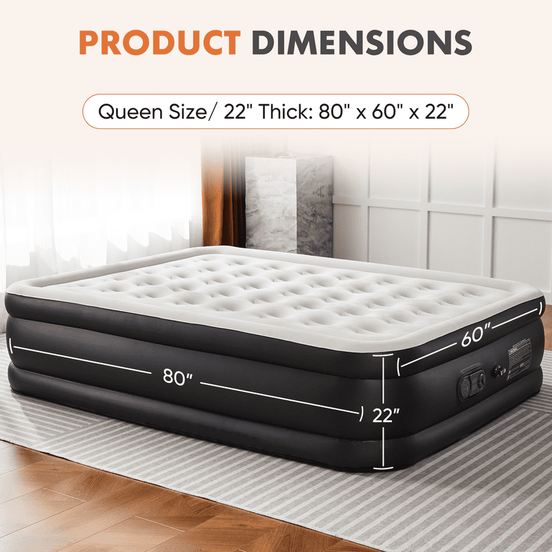 Queen Air Mattress with Built-In Pump - 18 Inch Double Height Inflatable Bed