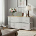 Fabric Drawer Nightstand with Wooden Top - 5 Drawer Light Gray