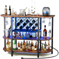 LED Home Bar Cabinet for Wine Storage - Brown