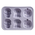 Silicone Cakelet Pan with Jack-O'-Lantern Ghost Skull Designs - Halloween Baking Mold