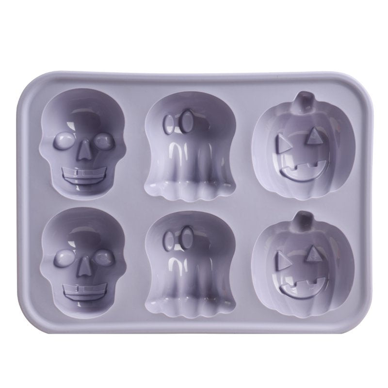 Silicone Cakelet Pan with Jack-O'-Lantern Ghost Skull Designs - Halloween Baking Mold