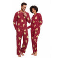 Christmas Red Pajama Set for Couples Women Men Soft Sleepwear with Pockets - L