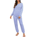 Women's Pajama Set Long Sleeve Sleepwear with Pockets - Blue 15-Spot, M