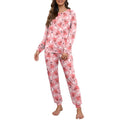Pink Unicorn Pajama Set for Women - Long Sleeve Sleepwear with Pockets, Size L
