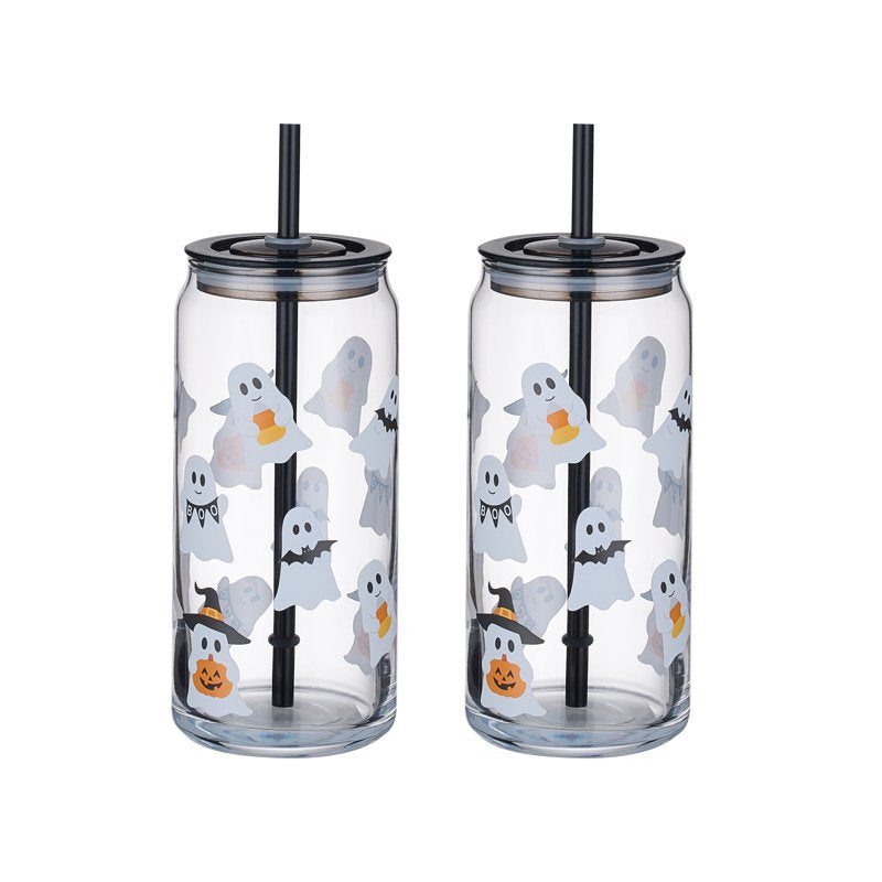 Halloween Ghost 20oz Glass Can Sipper - 2 Pack
