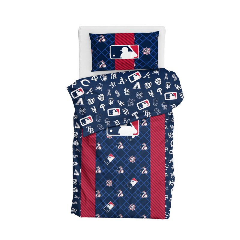 MLB Multi Team Strikeout Comforter Set with Pillowcase - Twin/Full Size