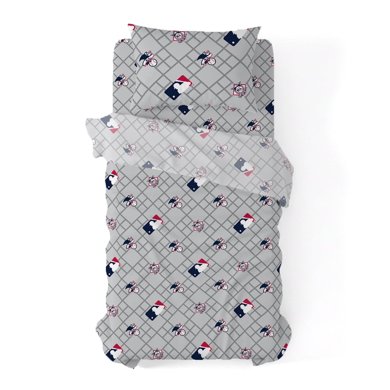 MLB Multi Team Strikeout Twin Sheet Set - All-Over Logo Print, Breathable Fabric, 3-Piece Bedding