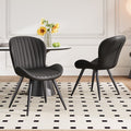 Upholstered Dining Chairs Set of 2 with Metal Legs - Black