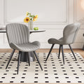 Upholstered Dining Chairs Set of 2 - Gray with Metal Legs