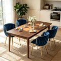 Velvet Dining Chairs Set of 4 - Navy Blue with Metal Legs